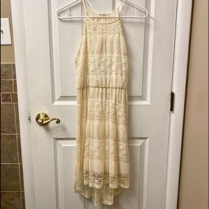 High-Neck Cream Color Dress